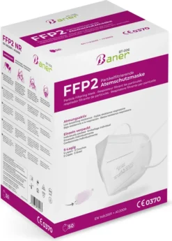 100 Stück - Hochwertige FFP2 Maske, Baner BT-006 Atemschutzmaske, CE0370, EN149:2001+A1:2009 FFP2 NR
