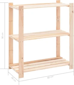 VidaXL Lagerregal Mit 3 Böden 80×38×90 Cm Kiefer Massivholz 150 Kg -Vidailo Verkaufe 5e95a4b3bad45550dcdefb7f2989adca