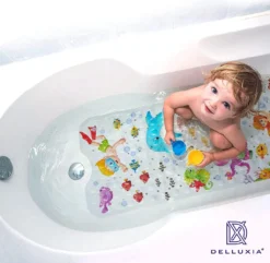 Delluxia Badewannenmatte Kinder Rutschfest Mit Aufhängung I Geruchsfrei Und BPA Frei I 100x40cm Bunt I Antirutschmatte Badewanne I Badematte Schimmelresistent I Badespaß Inkl. -Vidailo Verkaufe 5ec576e92f5b364db13541b5dd28e75c