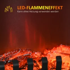 HOMCOM LED Elektrokamin 1000/2000W Standkamin Kaminofen Mit Flammeneffekt Innenraumheizung Mit Überhitzungsschutz 2 Heizstufen Stahl Schwarz 60 X 37 X 60,5 Cm -Vidailo Verkaufe 5ffb08b87e72bfee0f93be71f81763fa