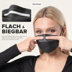 20x HARD FFP2-Masken - Atemschutzmaske - Mundschutz - Medizinische Gesichtsmaske, Filtration 98,5%, Regionale Herstellung - Höchste Qualität - Einzeln Verpackt - Schwarz -Vidailo Verkaufe 600db390ead72f64d575bef8bc84b611