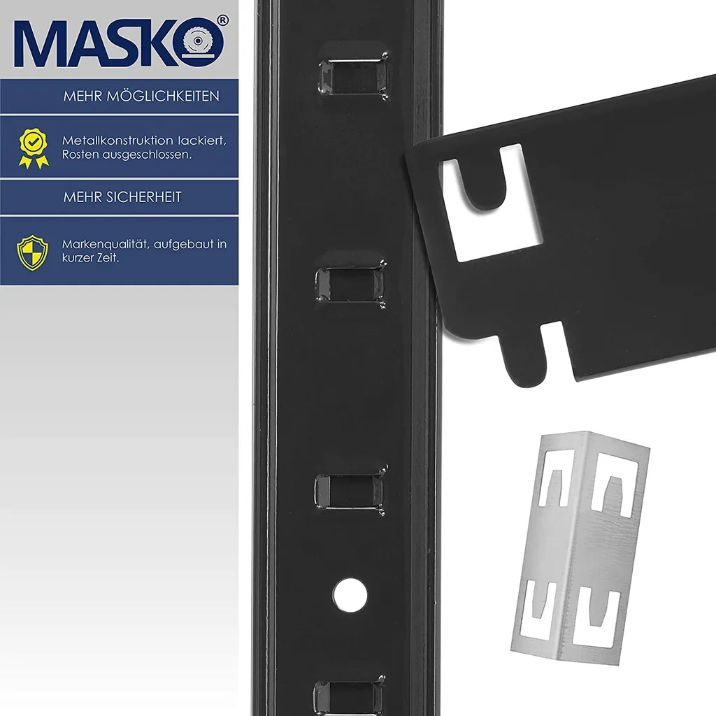 MASKO® 2er-Set Lagerregal Schwerlastregal, Kellerregal , Bis 875 Kg Belastbar, 5 Verstellbare Ablagen, MDF-Platten Regal Aus Metall, Steckregal, Werkstattregal, Keller, Garage, Farbe:2x Schwarz 700kg, Größe:2x 160x80x40cm 4-Böden 7 MASKO® 2er-Set Lagerregal Schwerlastregal, Kellerregal , Bis 875 Kg Belastbar, 5 Verstellbare Ablagen, MDF-Platten Regal Aus Metall, Steckregal, Werkstattregal, Keller, Garage, Farbe:2x Schwarz 700kg, Größe:2x 160x80x40cm 4-Böden – Bild 5