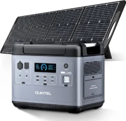 OUKITEL P2001E 2000W (4000W Peak) Stromerzeuger Power Station Mit 200W Solarpanel PV200, 2000Wh Solargenerator 625000mAh Mobiler Stromspeicher Power Station, Sicheres LiFePO4-Batterie PD100W QC3.0 Solar Generator Für Notstrom Camping Wohnmobile Zu Hause