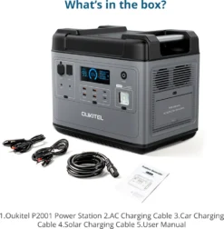 OUKITEL Tragbares Stromerzeuger P2001E, Solarspeicher Mit 2000Wh/51,2V LiFePO4 Akku Mit 2000W (4000W Peak) AC Ausgängen, Versorgt 13 Geräte Gleichzeitig, Solargenerator Mit Beleuchtung Für Outdoor Camping, Fernreisen, Heimgebrauch -Vidailo Verkaufe 65268760040c692ea8444019b8b8f723