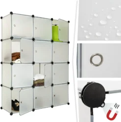 Tectake Steckregal 12 Boxen Mit Türen 112x37x148cm - Weiß -Vidailo Verkaufe 691ba58bff06d17299687aa810c5e069