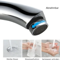 Waschtischarmatur Einhebelmischer Verchromter Messingkörper Badarmatur Wasserhahn Für Bad, Waschbecken Armatur Aus Messing, 155mm Hoch -Vidailo Verkaufe 698817c5e9e57cb3c4564703349a1490