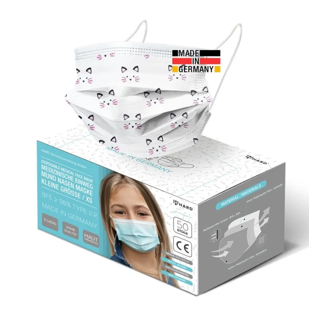 Medizinische Mundschutz Für Kinder -Maske Typ IIR, OP-Masken Kätzchen Weiß, Hergestellt In Deutschland - 50 Stück 16 Medizinische Mundschutz Für Kinder -Maske Typ IIR, OP-Masken Kätzchen Weiß, Hergestellt In Deutschland - 50 Stück – Bild 14