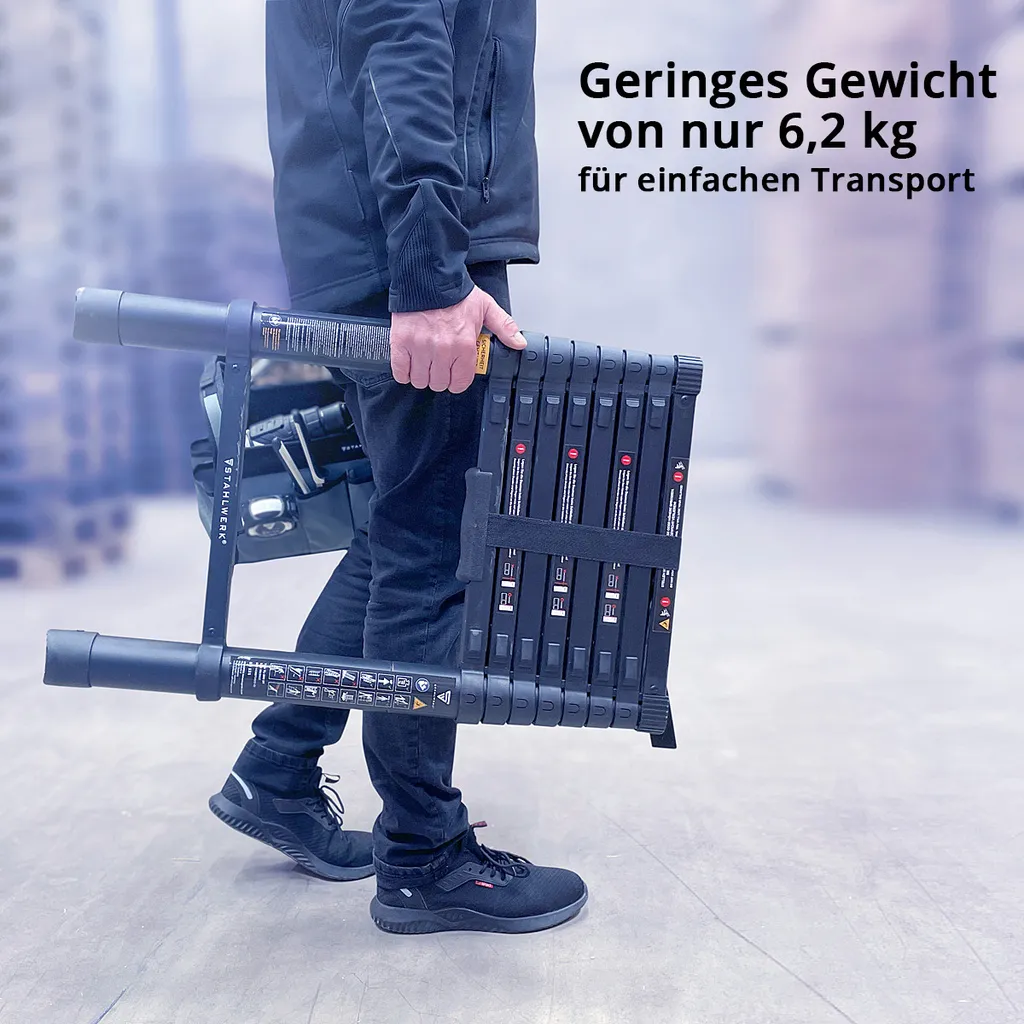 STAHLWERK Teleskopleiter 150 Kg 2,60 M Ausziehbare Aluminiumleiter Anlegeleiter 5 STAHLWERK Teleskopleiter 150 Kg 2,60 M Ausziehbare Aluminiumleiter Anlegeleiter – Bild 3