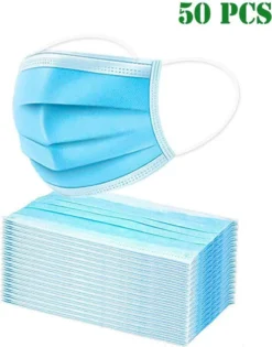 XTDWIN®50 Stück Blau Schutzmasken, Hygienische Antibakterielle Masken, Dreischichtige Staubschutzmasken, Unabhängige Maske Filterbaumwollmasken Mask