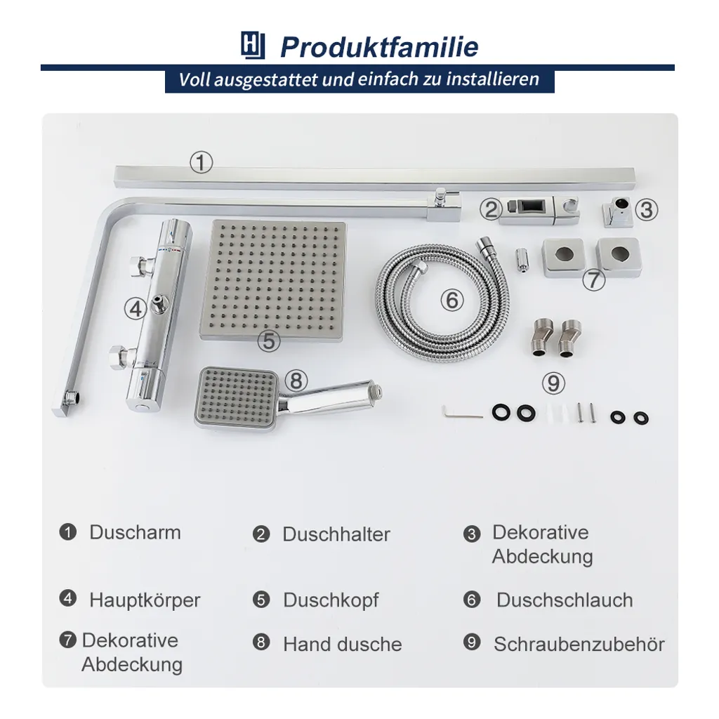 Duschsystem Mit Thermostat Regendusche Duschset Inkl. Duschkopf Handbrause Und Duschstange Duschsäule Für Dusche Duscharmatur 11 Duschsystem Mit Thermostat Regendusche Duschset Inkl. Duschkopf Handbrause Und Duschstange Duschsäule Für Dusche Duscharmatur – Bild 9