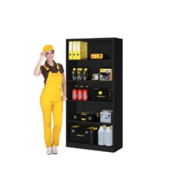 Aktenregal Büroregal Ordnerregal Mit 4 Einlegeböden Metall Pulverbeschichtung Schwarz 185 X 90 X 40 Cm -Vidailo Verkaufe 6dfc0e8d0424196ad402a14b7b1c22fa