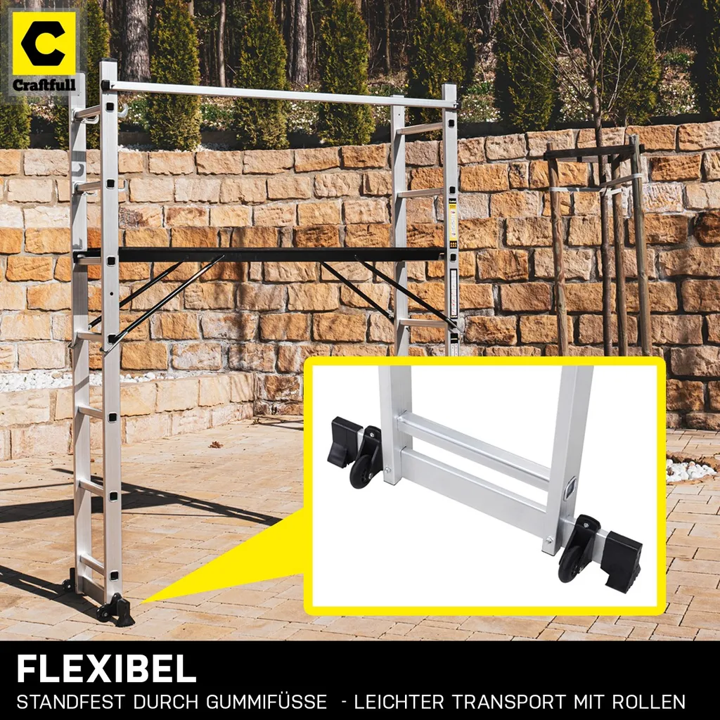 Aluminium Leitergerüst CF-103A - Multigerüst - Multifunktionsleiter - Gerüst - Stehleiter - Bockleiter - Leiter - (1.95 Meter 7 Sprossen) 7 Aluminium Leitergerüst CF-103A - Multigerüst - Multifunktionsleiter - Gerüst - Stehleiter - Bockleiter - Leiter - (1.95 Meter 7 Sprossen) – Bild 5