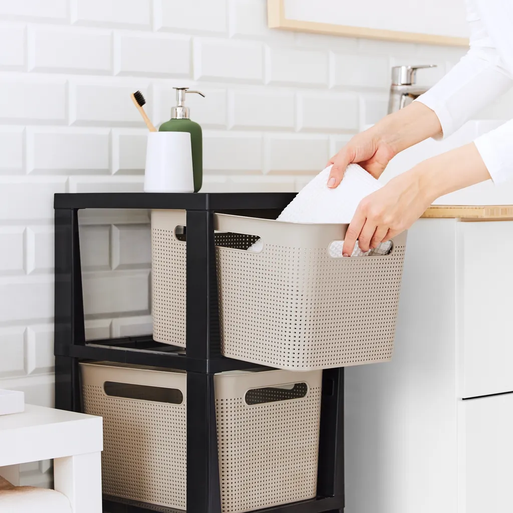 ROTHO Tower 3 X 16 L BRISEN Mit Rollen, Farbe:Cappuccino 4 ROTHO Tower 3 X 16 L BRISEN Mit Rollen, Farbe:Cappuccino – Bild 2