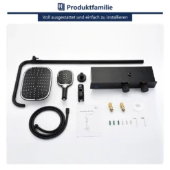 Duschsystem Mit LED Temperatur-Anzeige, Schwarz Duscharmatur Regendusche, Duschsäule Mit Regal, 3 Funktionen Duschset, Überkopfbrause, Edelstahl Verstellbarer Duschstange Für Badezimmer Dusche 21 Duschsystem Mit LED Temperatur-Anzeige, Schwarz Duscharmatur Regendusche, Duschsäule Mit Regal, 3 Funktionen Duschset, Überkopfbrause, Edelstahl Verstellbarer Duschstange Für Badezimmer Dusche -Vidailo Verkaufe 6fa22ffaa1e7f36764495bee90b56fdd