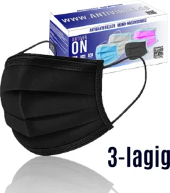 Antiviron Einwegmaske 50 Stück CE-7503 Farbe SCHWARZ Deutscher Händler