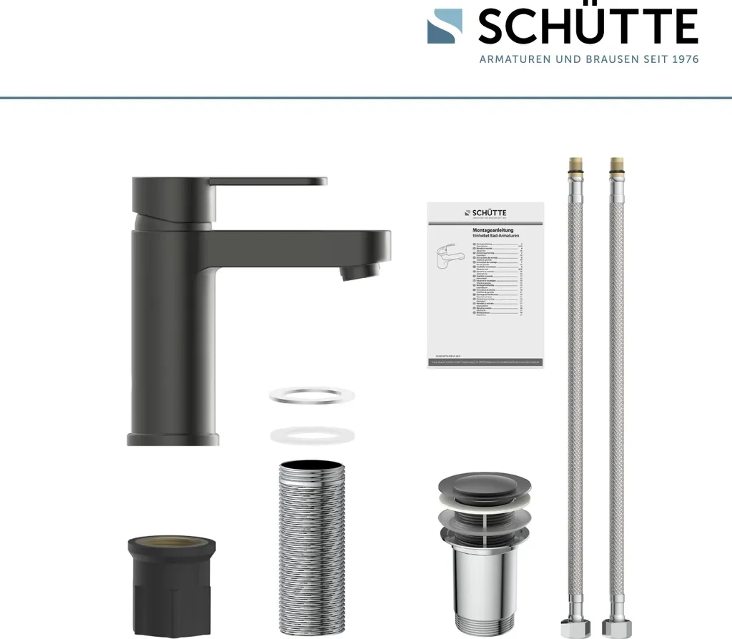 SCHÜTTE Waschtischarmatur ELEPHANT Mit Ablaufgarnitur, Wasserhahn Bad Mit Pop Up, Graphit Matt 11 SCHÜTTE Waschtischarmatur ELEPHANT Mit Ablaufgarnitur, Wasserhahn Bad Mit Pop Up, Graphit Matt – Bild 9