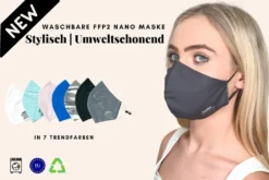 1x Sandex FFP2 Nano-Atemschutzmaske EU, MNS, Soff, Bis Zu 30x Waschbar, Bunt, Atmungsaktiv Mit Verstellbaren Ohrclips Schwarz