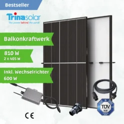 »Balkonkraftwerk 600W Photovoltaik Mini-PV Anlage«, 600,00 W, MONOKRISTALLINES DOPPELGLAS-MODUL, (Komplett-Set, 2x MONOKRISTALLINES DOPPELGLAS, WECHSELRICHTER, NETZSTECKER), MONOKRISTALLIN, Steckerfertig PlugPlay Genehmigungsfrei, WIFI,