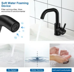 Schwarz Wasserhahn Bad, 360° Drehbar Waschtischarmatur Mischbatterie Für Waschbecken -Vidailo Verkaufe 748159d969259b1f325d6430ac4f0a34