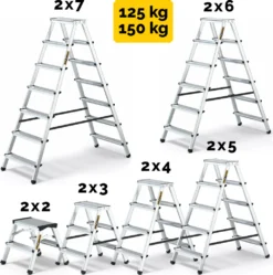 Doppelseitige Leiter, Alu, 4 Stufen, Belastbar Bis 125 Kg -Vidailo Verkaufe 7663692485c6691a720c5da75f548444