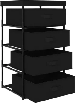 VidaXL Aufbewahrungsregal Mit 4 Stoffkörben Stahl Schwarz -Vidailo Verkaufe 786c4271ad3b7d40f42bb60827e48275