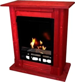 Ethanolkamin Gelkamin Modell Madrid Premium Royal Rot Inklusive Sicherheitsglas & 21 Teiligem Zubehör Set