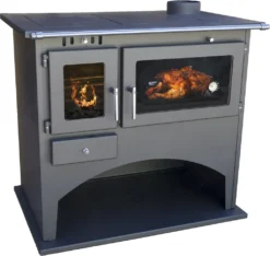 Kaminofen Mit Backfach Und Herdplatte 25071 Werkstattofen Viki 10,5 KW Mehrfachbelegung Kamin Hüttenofen Ofen