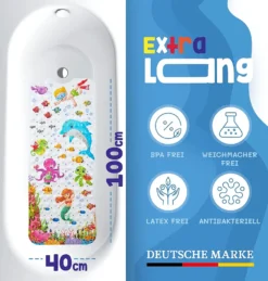 Delluxia Badewannenmatte Kinder Rutschfest Mit Aufhängung I Geruchsfrei Und BPA Frei I 100x40cm Bunt I Antirutschmatte Badewanne I Badematte Schimmelresistent I Badespaß Inkl. -Vidailo Verkaufe 7bea447b421e8adcdd600b33078af7a2