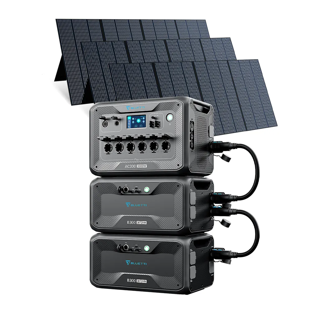 BLUETTI Stromerzeuger Combo AC300+2*B300 Mit 3PCS 350W Solar Panel, 3000W AC-Steckdosen Solargenerator Mit PV350 Solaranlagen,12288Wh LiFePO4 Batterie Stromerzeuger Für Camping, Notfall, Wohnwagen 3 BLUETTI Stromerzeuger Combo AC300+2*B300 Mit 3PCS 350W Solar Panel, 3000W AC-Steckdosen Solargenerator Mit PV350 Solaranlagen,12288Wh LiFePO4 Batterie Stromerzeuger Für Camping, Notfall, Wohnwagen