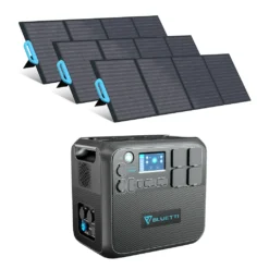 BLUETTI Solarspeicher AC200MAX Mit 3 PV120 120W Solarpanel, 2048Wh Stromerzeuger Mit 4 2200W AC Ausgängen, LiFePO4 Akkupack Erweiterbar Auf 8192Wh Für Den Hausgebrauch, Reise, Notfall