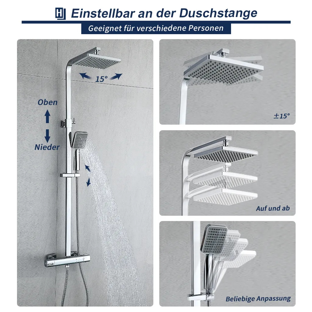 Duschsystem Mit Thermostat Regendusche Duschset Inkl. Duschkopf Handbrause Und Duschstange Duschsäule Für Dusche Duscharmatur 10 Duschsystem Mit Thermostat Regendusche Duschset Inkl. Duschkopf Handbrause Und Duschstange Duschsäule Für Dusche Duscharmatur – Bild 8