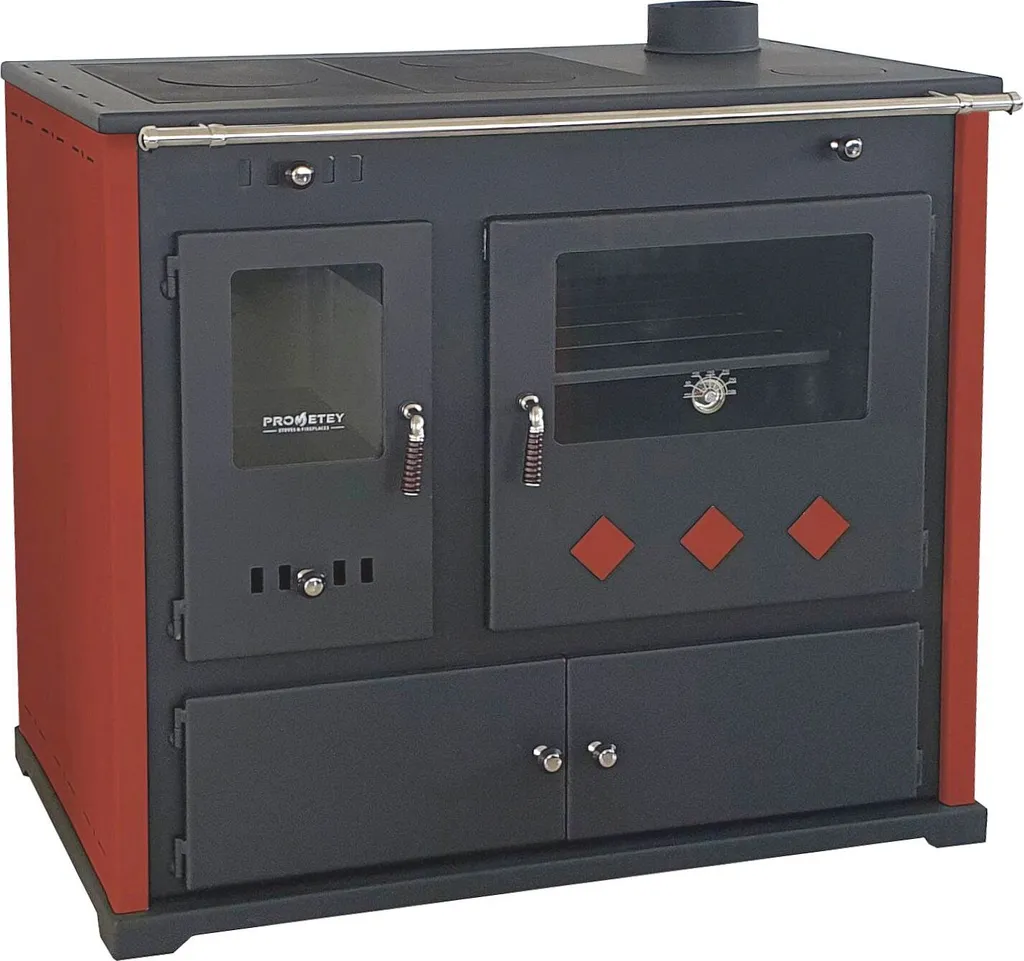 Kaminofen Mit Backfach Und Herdplatte Pracktik Lux Rot Holzofen 9,5 KW Kamin Ofen Dauerbrandofen Werkstattofen Schwedenofen Hüttenofen Heizofen 4 Kaminofen Mit Backfach Und Herdplatte Pracktik Lux Rot Holzofen 9,5 KW Kamin Ofen Dauerbrandofen Werkstattofen Schwedenofen Hüttenofen Heizofen – Bild 2