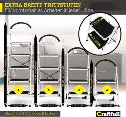 Craftfull Klapptritt CF-130A, Aluminium-Trittleiter 4 Stufen Klappbar -Vidailo Verkaufe 7e8b7238d734640dc17e417f8d47923e