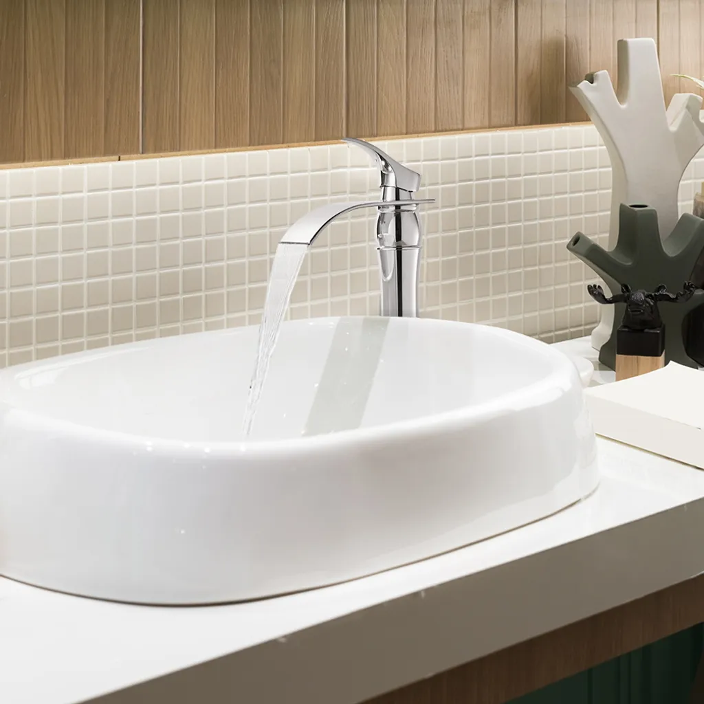 Hoch Waschtischarmatur Wasserfall Wasserhahn Bad Waschbecken Armatur Einhandmischer Mischbatterie Chrom 8 Hoch Waschtischarmatur Wasserfall Wasserhahn Bad Waschbecken Armatur Einhandmischer Mischbatterie Chrom – Bild 6