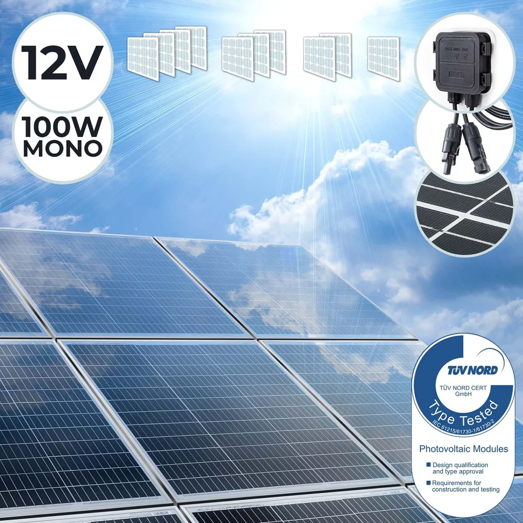 Solarpanel Monokristallin - 3er, 100 W, 18 V Für 12 V Batterien, Photovoltaik, Ladekabel, Silizium - Solarzelle, Solaranlage Für Wohnwagen, Camping, Balkon, Gartenhäuser, Solarmodul 4 Solarpanel Monokristallin - 3er, 100 W, 18 V Für 12 V Batterien, Photovoltaik, Ladekabel, Silizium - Solarzelle, Solaranlage Für Wohnwagen, Camping, Balkon, Gartenhäuser, Solarmodul – Bild 2