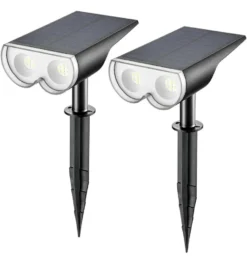 2x Solar Gartenleuchte Solarlampen Für Außen IP67 (Kaltweiß)