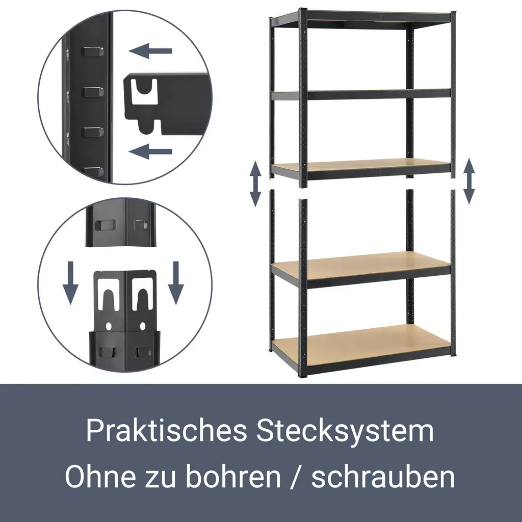 Juskys Lagerregal Basic 2er Set 180x90x40 Cm Grau – 2 Schwerlastregale Mit 10 Böden – Max. 1750 Kg - Metall Verzinkt - Regale Kellerregal Metallregal 9 Juskys Lagerregal Basic 2er Set 180x90x40 Cm Grau – 2 Schwerlastregale Mit 10 Böden – Max. 1750 Kg - Metall Verzinkt - Regale Kellerregal Metallregal – Bild 7