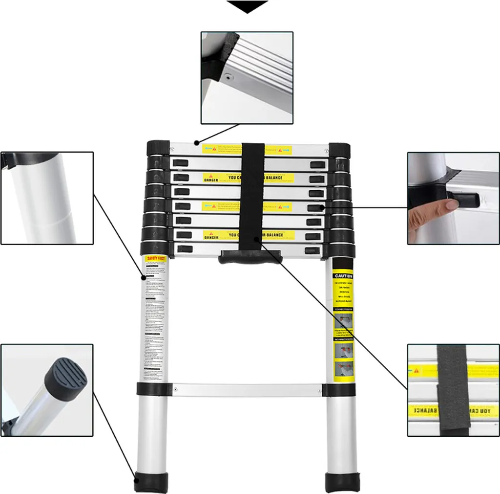 Lospitch 2.6m Teleskopleiter Mehrzweckleitern Anlegeleiter Aluminium Stehleiter Mehrzweckleiter Klappleiter Aluminiumleiter 6 Lospitch 2.6m Teleskopleiter Mehrzweckleitern Anlegeleiter Aluminium Stehleiter Mehrzweckleiter Klappleiter Aluminiumleiter – Bild 4