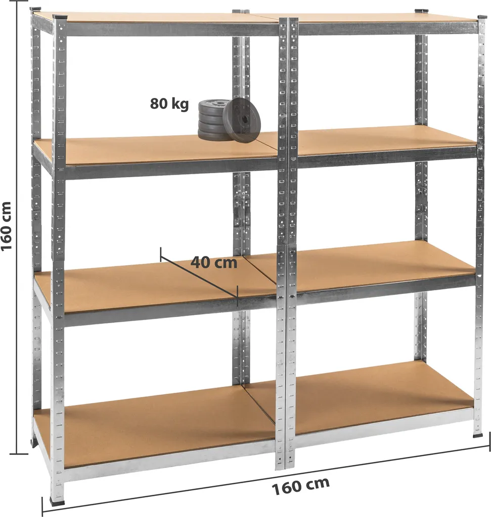 Tectake 2 Schwerlastregale Mit 4 Böden - Braun 7 Tectake 2 Schwerlastregale Mit 4 Böden - Braun – Bild 6
