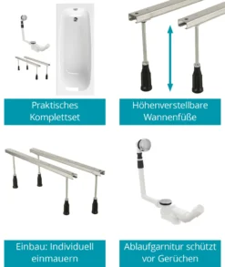 Calmwaters® Badewannen-Set 180x80 Cm Mit Wannenfüßen & Ablaufgarnitur, Acrylwanne Original, Ergonomische Körperform-Wanne Komplett Set, 180 X 80 Cm, Weiß, 99000343 -Vidailo Verkaufe 8275b3069fc9ab1f2f75b0ce171238f4