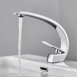 AURALUM Wasserhahn Bad Gebogener Wasserhahn Chrom Wasserhahn Galvanisieren Von 3 Schichten
