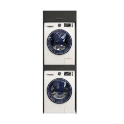 Roomart - Waschmaschinenschrank Für Trockner & Waschmaschine - Mit Ausziehbrett - Weiß - Schwarz Eiche: Weiß / + Ohne Klappschrank -Vidailo Verkaufe 8363d9c2d2a2a656311167be9df55822