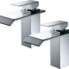2X Wasserhahn Bad Wasserfall Waschtischarmatur Badarmatur Chrom Waschbeckenarmatur Einhebelmischer Armatur Für Bad -Vidailo Verkaufe 837188a0314d6b77fa68485449c5f693