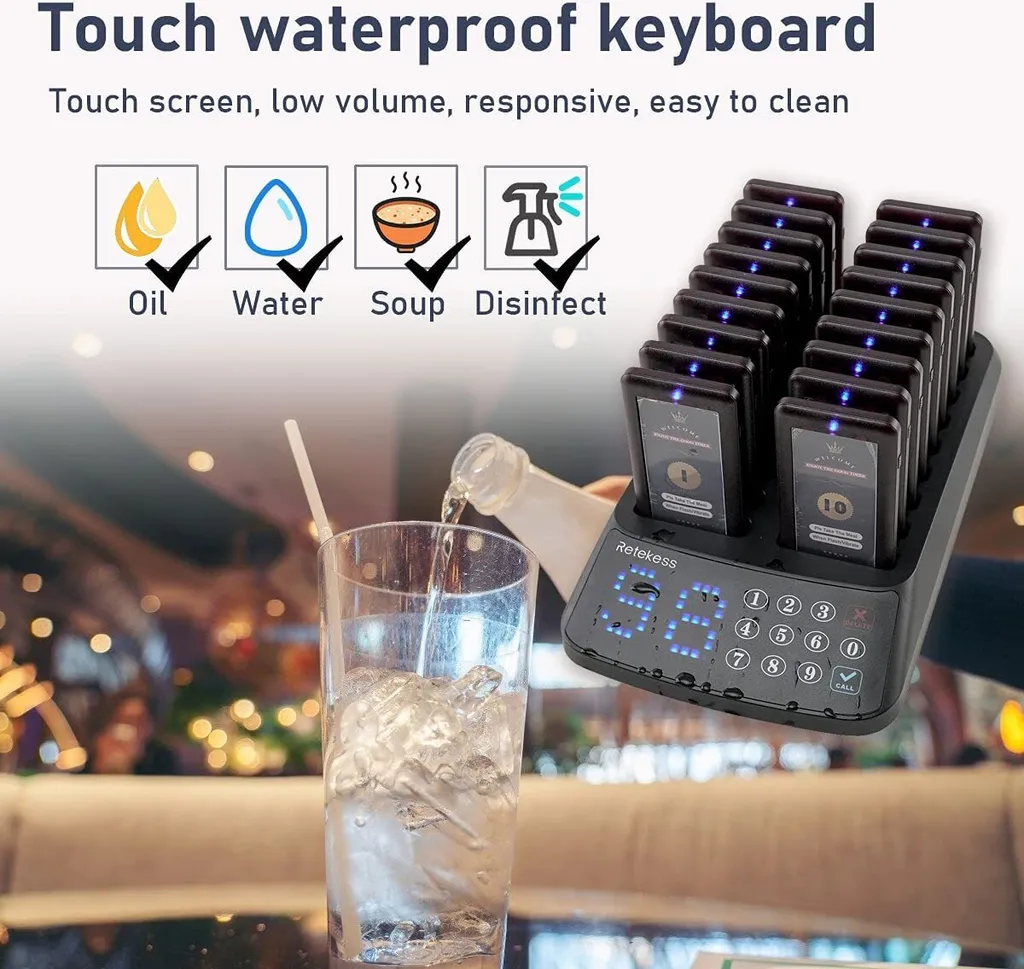 Retekess T115 Pager System, Kundenrufsystem, 99 Kanal Keypad Sender Mit 18 Wiederaufladbare Pager In Bars Privatklinik Restaurant Hotel 4 Retekess T115 Pager System, Kundenrufsystem, 99 Kanal Keypad Sender Mit 18 Wiederaufladbare Pager In Bars Privatklinik Restaurant Hotel – Bild 2