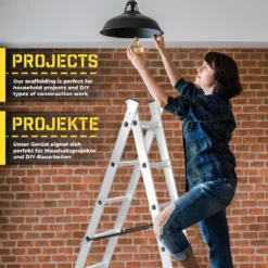 Jago® Baugerüst - 4 In1 Arbeitshöhe Max 280cm, Bis Zu 150kg Belastbar, Anti-Rutsch, Mit Rollen - Alu Multifunktionsleiter, Leitergerüst, Arbeitsgerüst, Arbeitsbühne, Mehrzweckleiter, Arbeitsplattform -Vidailo Verkaufe 88777cedb3213300baa29b528757074a