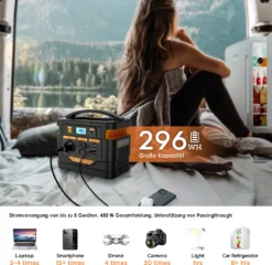 NOVOO Tragbare Stromerzeuger Power Station Solar Stromgenerator Solar Powerbank, 296Wh 80000mAh Mobiler Energiespeicher,230AC Steckdose,PD 45W Type-C,Solar Generator Für Notfall Campin -Vidailo Verkaufe 89c0abd86c7b80f5b6a4b04406e898ec