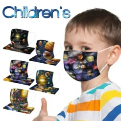 50 Stück Einweg-Gesichtsmaske Für Kinder Atmungsaktiv Kosmische Galaxie Schutzmask Winddichte Mundschutz Sternenklarer Himmel Schülermaske
