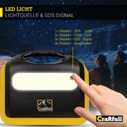 Craftfull Powerstation Adventure CP-600 Schwarz/Gelb, 595 Wh, 600 Watt, Tragbar, Lithium-Akku, Steckdose, USB -Vidailo Verkaufe 8a5c623febc721e0d270d67a130ce3cd