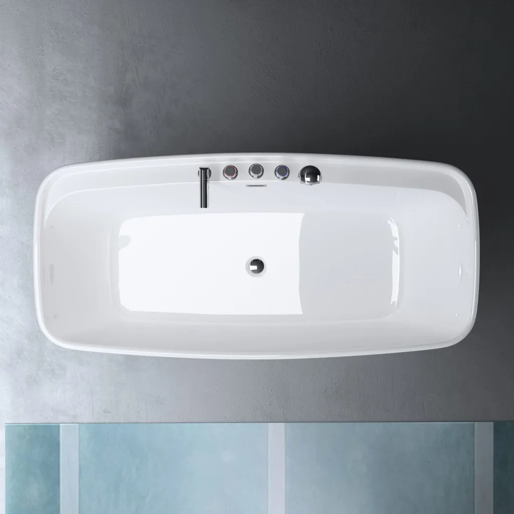 Mai & Mai Freistehende Acryl-Badewanne 170x80cm Rechteckig Inkl. Armatur Und Handbrause, Farbe: Weiß, Material: Sanitäracryl V612MA 4 Mai & Mai Freistehende Acryl-Badewanne 170x80cm Rechteckig Inkl. Armatur Und Handbrause, Farbe: Weiß, Material: Sanitäracryl V612MA – Bild 2