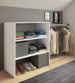 VCM Holz Offener Kleiderschrank Begehbarer Kleiderregal Dachschrägen Regal Dacho Ll Weiß